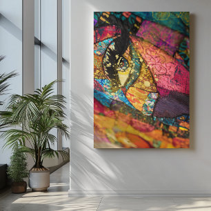 Abstract colourful art focused only on eye  canvas print