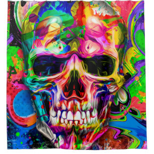 abstract colourful background with colourful skull
