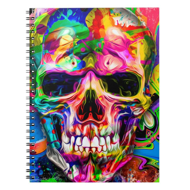 abstract colourful background with colourful skull notebook (Front)