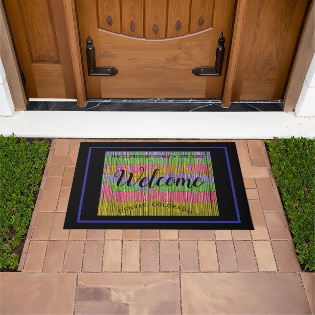 Abstract Colourful Bamboo Pieces Design Doormat (Outdoor)