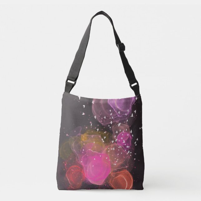 Abstract colourful birds pattern  crossbody bag (Front)