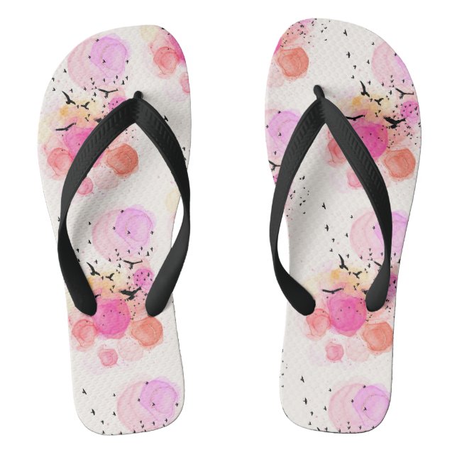 Abstract colourful birds pattern flip flops (Footbed)