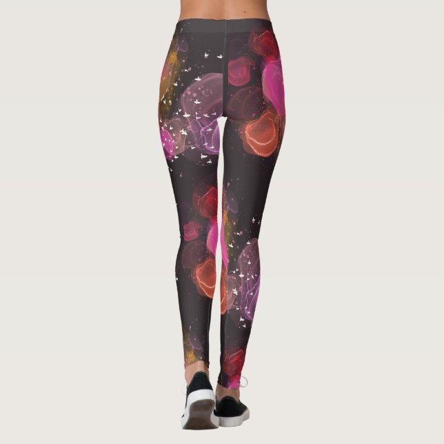 Abstract colourful birds pattern leggings (Back)