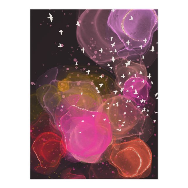 Abstract colourful birds pattern poster (Front)