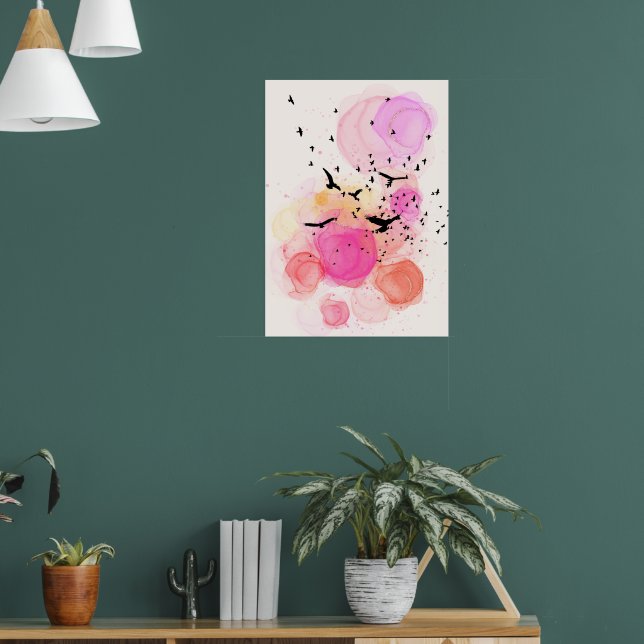 Abstract colourful birds pattern poster (Living Room 1)