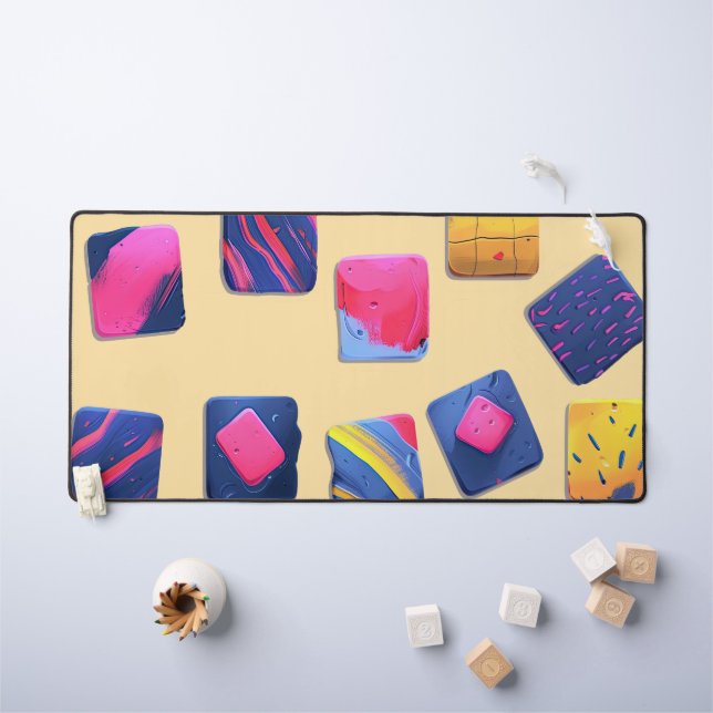 Abstract Colourful Blocks Pattern Desk Mat (Kids Table)