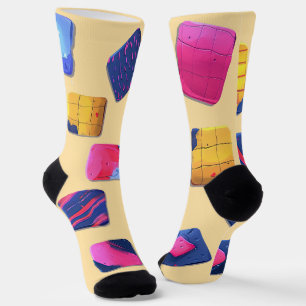 Abstract Colourful Blocks Pattern Socks