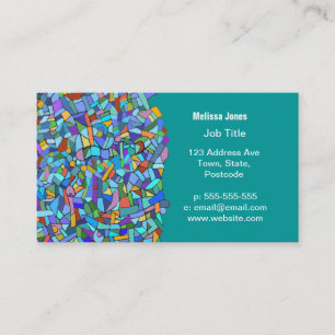 Abstract Colourful Blue Mosaic Pattern Business Card