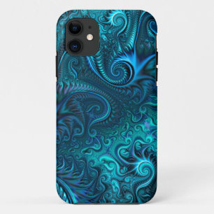 Abstract Colourful Blue & Teal Spiral Pattern iPhone 11 Case