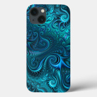 Abstract Colourful Blue & Teal Spiral Pattern