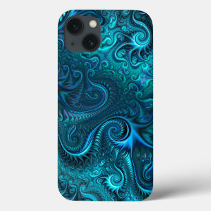 Abstract Colourful Blue & Teal Spiral Pattern iPhone 13 Case