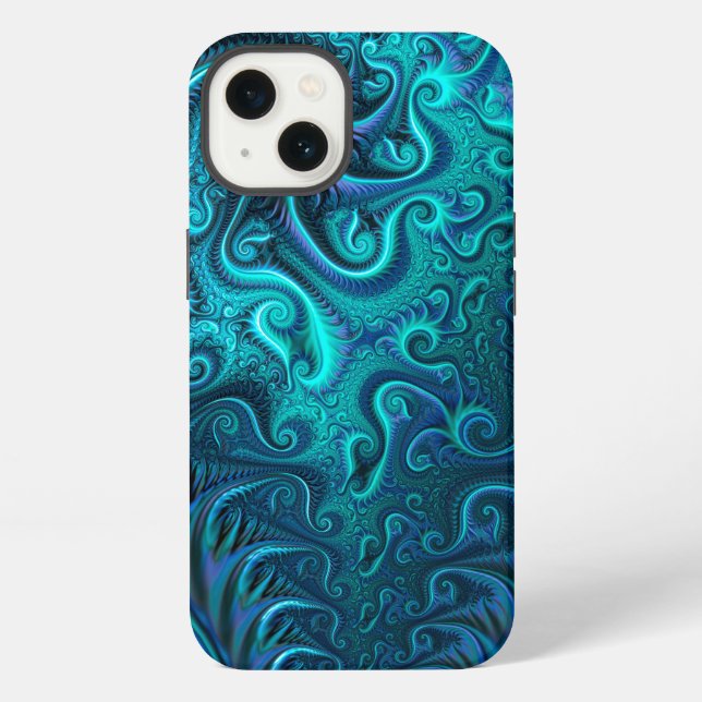Abstract Colourful Blue & Teal Spiral Pattern  iPhone Case (Back)