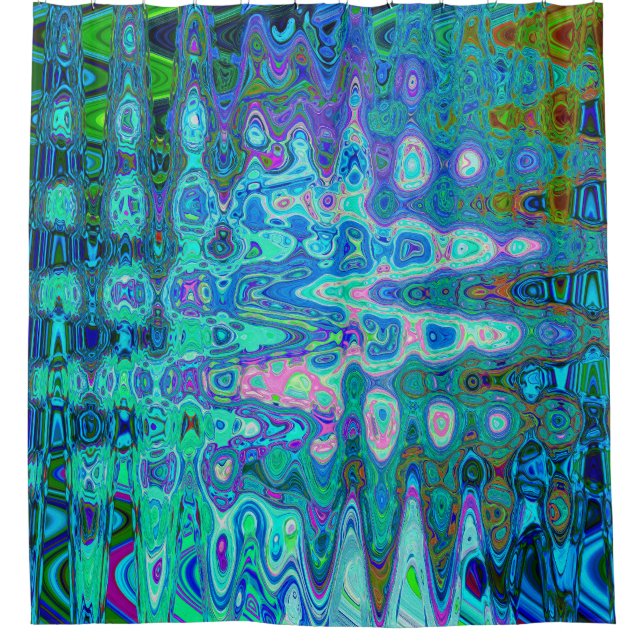Abstract Colourful Blue Wavy Mosaic Retro (Front)