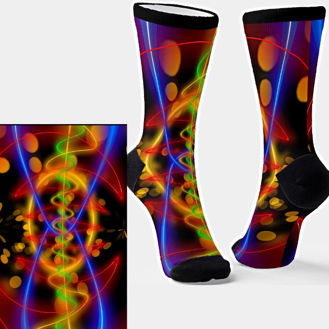 Abstract Colourful Bright Line Curves Socks (Creator Uploaded)