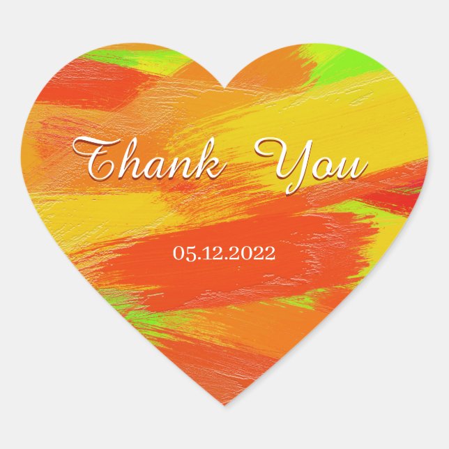 Abstract colourful brush strokes texture.text. hea heart sticker (Front)