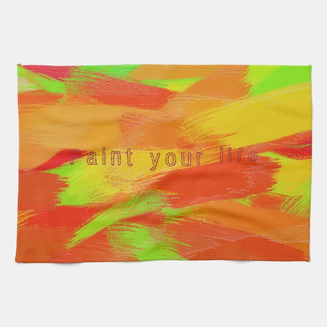 Abstract colourful brush strokes texture.text. kitchen towel (Horizontal)