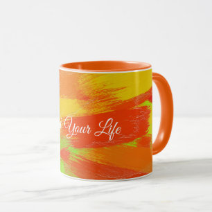Abstract colourful brush strokes texture.text. mug