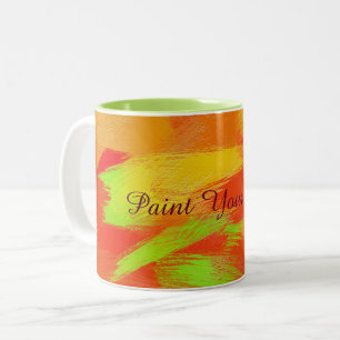 Abstract colourful brush strokes texture.text. Two-Tone coffee mug