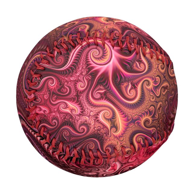 Abstract Colourful Burgundy Carmine Spiral Pattern Baseball (Front Left)