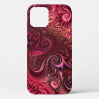 Abstract Colourful Burgundy Carmine Spiral Pattern