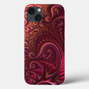Abstract Colourful Burgundy Carmine Spiral Pattern iPhone 13 Case