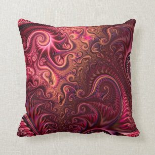 Abstract Colourful Burgundy Carmine Spiral Pattern Throw Pillow