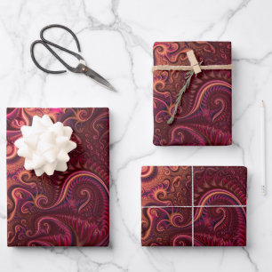 Abstract Colourful Burgundy Carmine Spiral Pattern Wrapping Paper Sheet