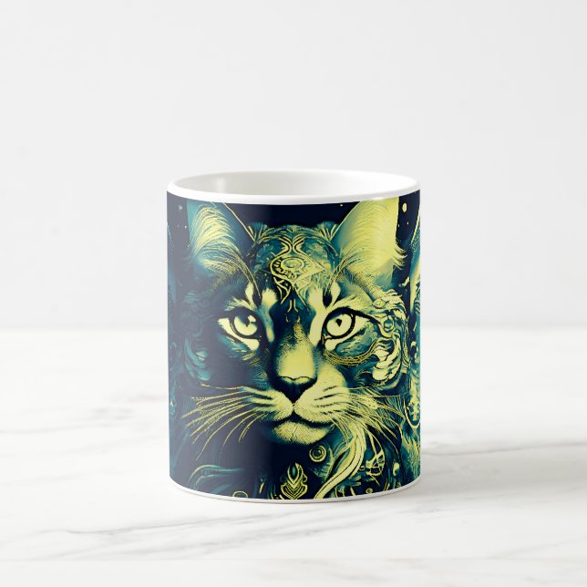 Abstract Colourful Cat Face Coffee Mug (Center)
