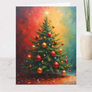 Abstract Colourful Christmas Tree Card