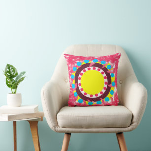 Abstract Colourful Circle Floral Pattern Throw Pillow