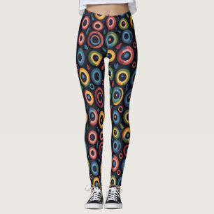 Abstract Colourful Circles Spooky Halloween Eyebal Leggings