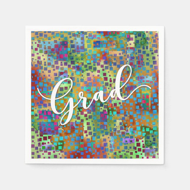 Abstract Colourful Confetti Graduation Celebration Napkin (Front)