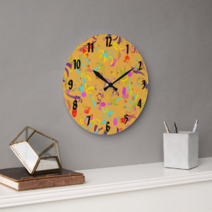 Abstract Colourful Contemporary Confetti Toss Large Clock