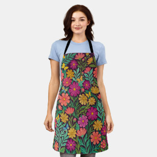 Abstract Colourful Cosmos Butterflies Apron