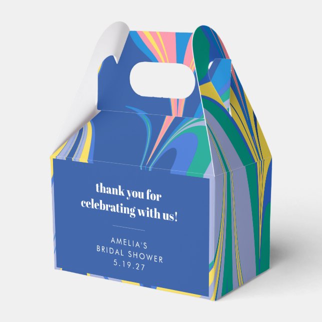 Abstract Colourful Custom Bridal Shower Thank You Favor Box (Front Side)