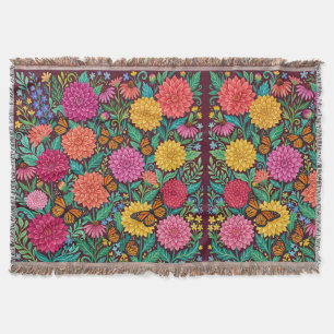 Abstract Colourful Dahlia Butterfly Blankets