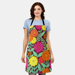 Abstract Colourful Dahlias Monarch Apron