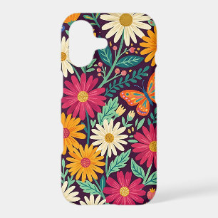 Abstract Colourful Daisies Butterflies iPhone Case