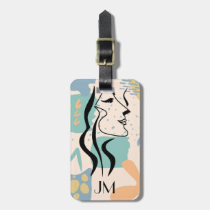 Abstract colourful design with woman face luggage tag