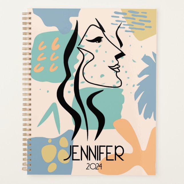 Abstract colourful design with woman face planner (Front)