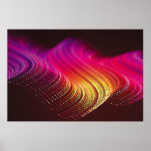 Abstract colourful digital landscape with flowing poster