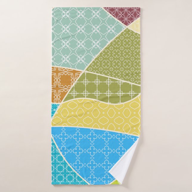 Abstract colourful doodle pattern in mosaic style bath towel (Bath Towel)