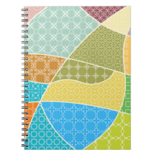 Abstract colourful doodle pattern in mosaic style notebook