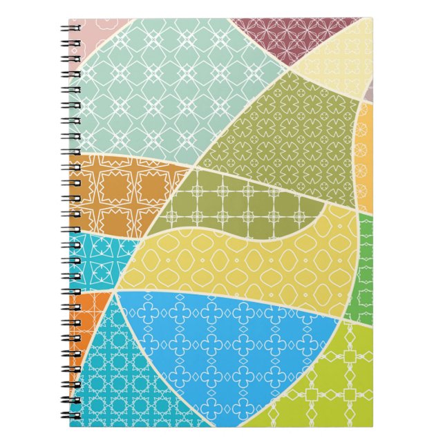 Abstract colourful doodle pattern in mosaic style notebook (Front)