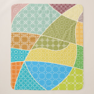 Abstract colourful doodle pattern in mosaic style sherpa blanket