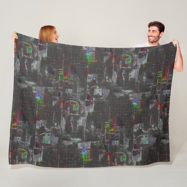 Abstract colourful drawing in dark night under jut fleece blanket (In Situ)