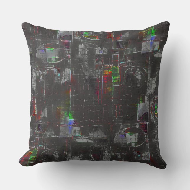 Abstract colourful drawing in dark night under jut throw pillow (Front)