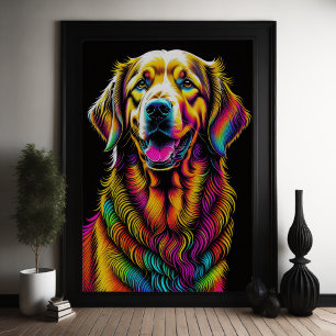 Abstract Colourful Drawing of A Dog  2:3 Poster