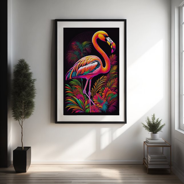 Abstract Colourful Drawing of A Flamingo 2:3 II Poster (Creator Uploaded)
