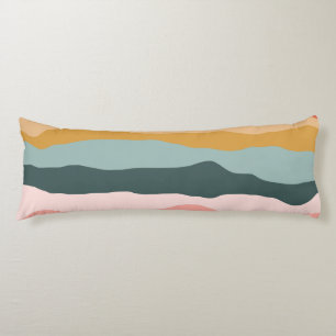 Abstract Colourful Earthy Coral Stripe Pattern Body Pillow